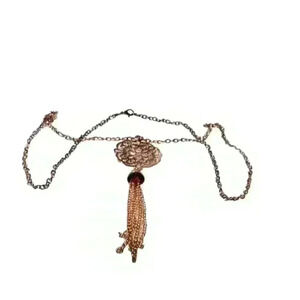 Bronze toned medallion tassel necklace lobster closure
